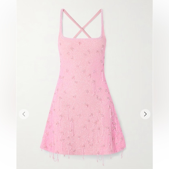 Clio Peppiatt Embellished stretch-mesh mini dress, baby pink - Picture 1 of 11